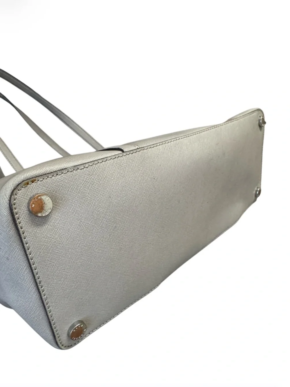 MICHAEL KORS Large Gray Tote Bag Pebbled Leather Silver Hardware